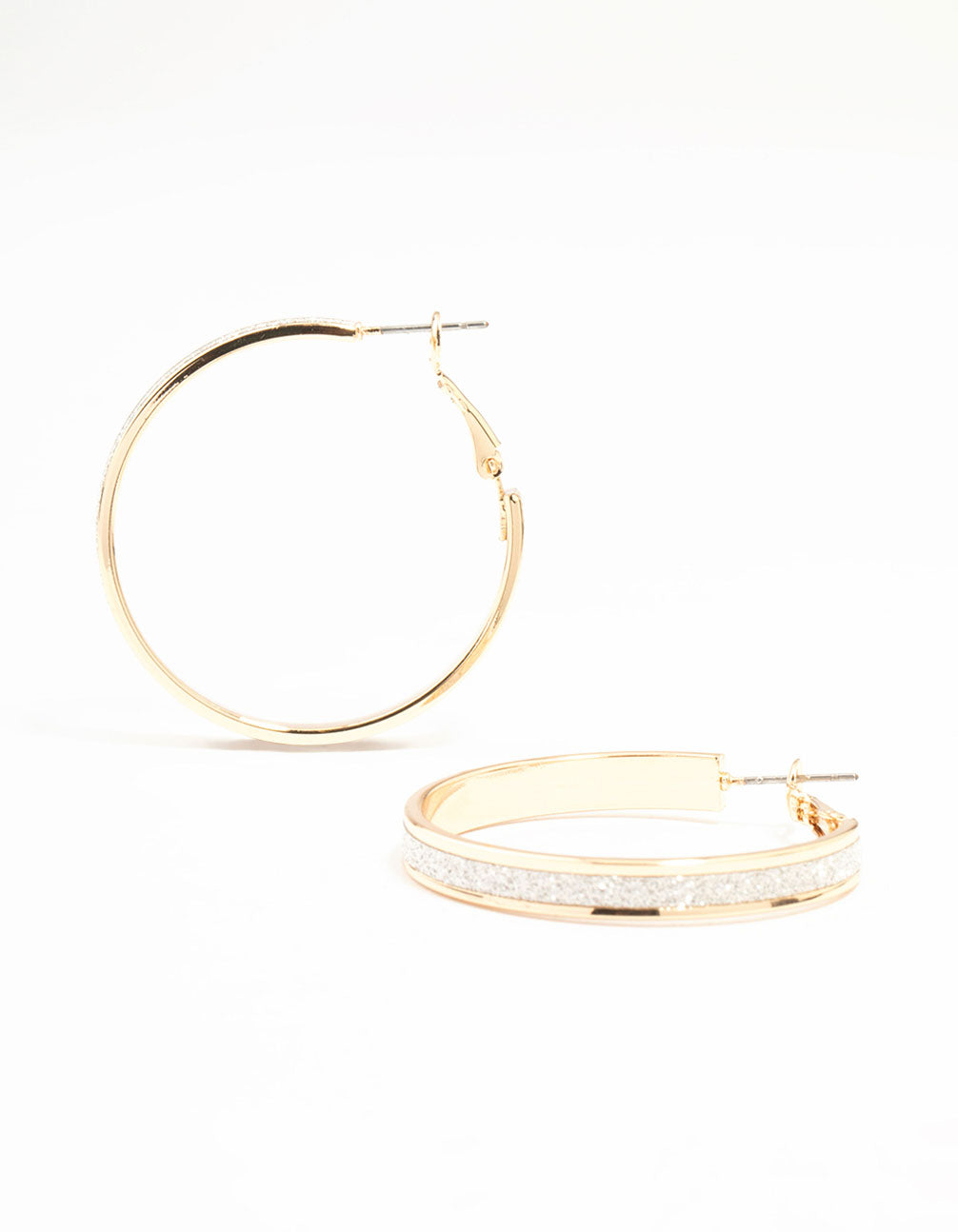 Silver Medium Glitter Hoop Earrings
