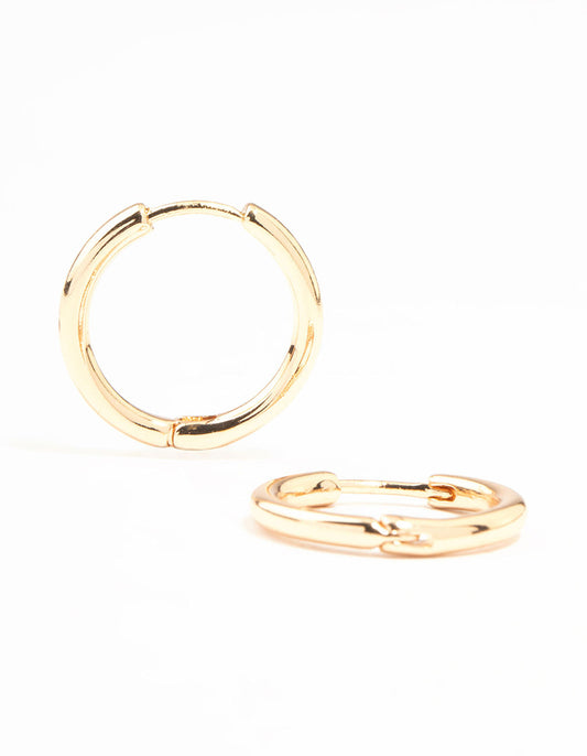 Small Fine Gold Clicker Hoop Earrings