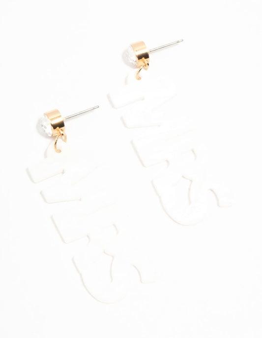 Mrs. Acrylic Bridal Drop Earrings