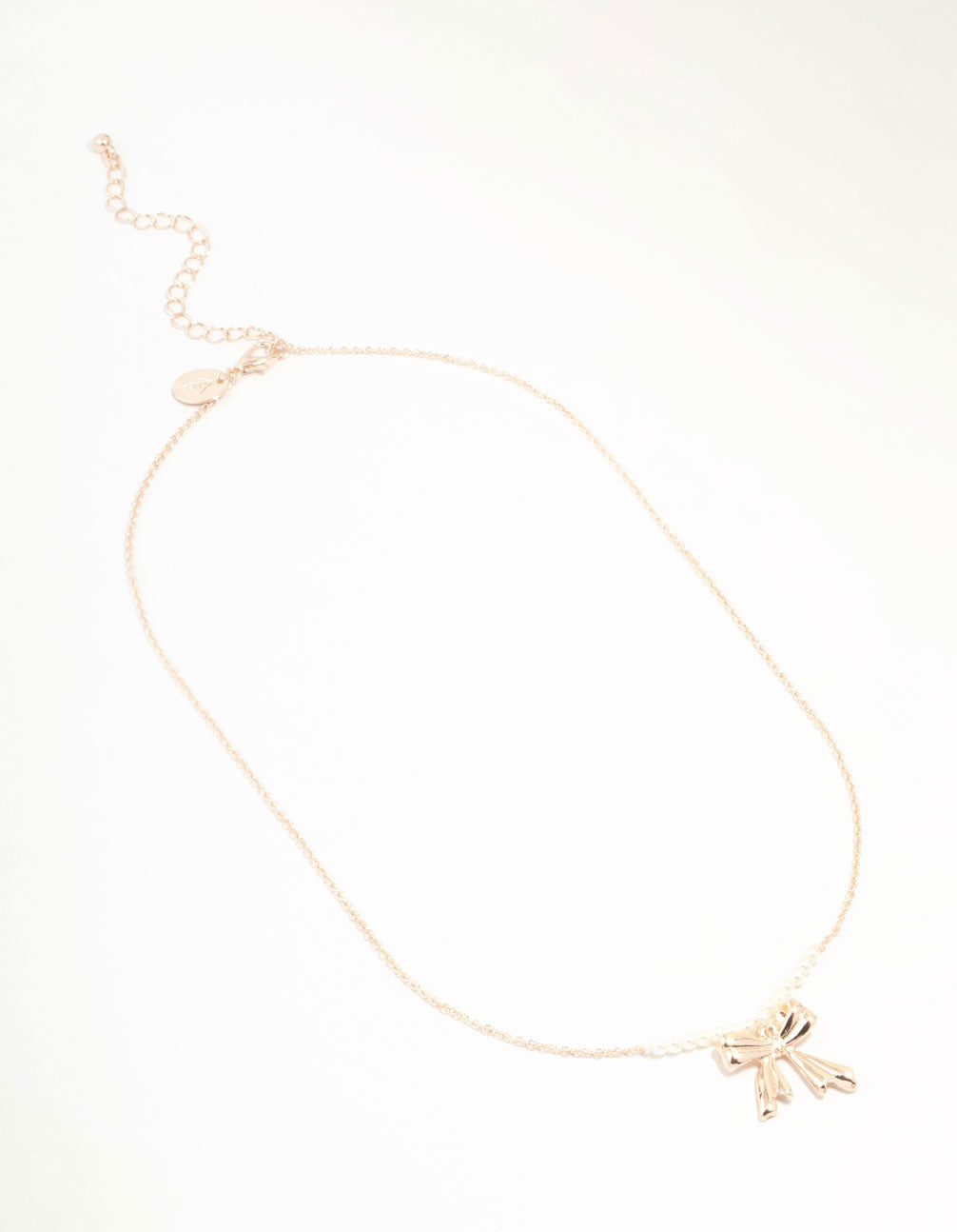 Rose Gold Pearl Bow Necklace
