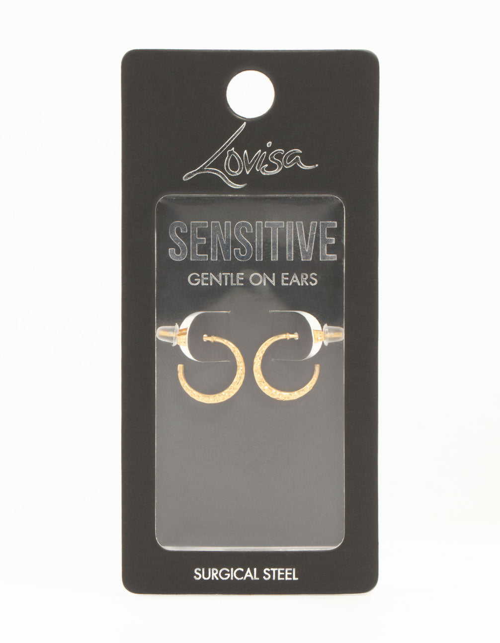 Gold Plated Surgical Steel Mini Hammered Hoop Earrings