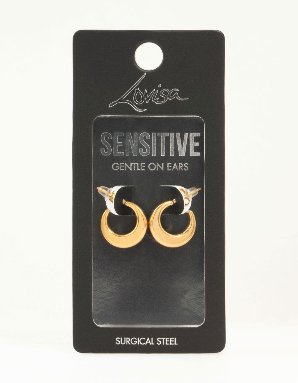 Gold Plated Surgical Steel Moon Shaped Hoop Earrings