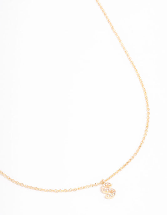 Gold Plated Cubic Zirconia Letter S Necklace