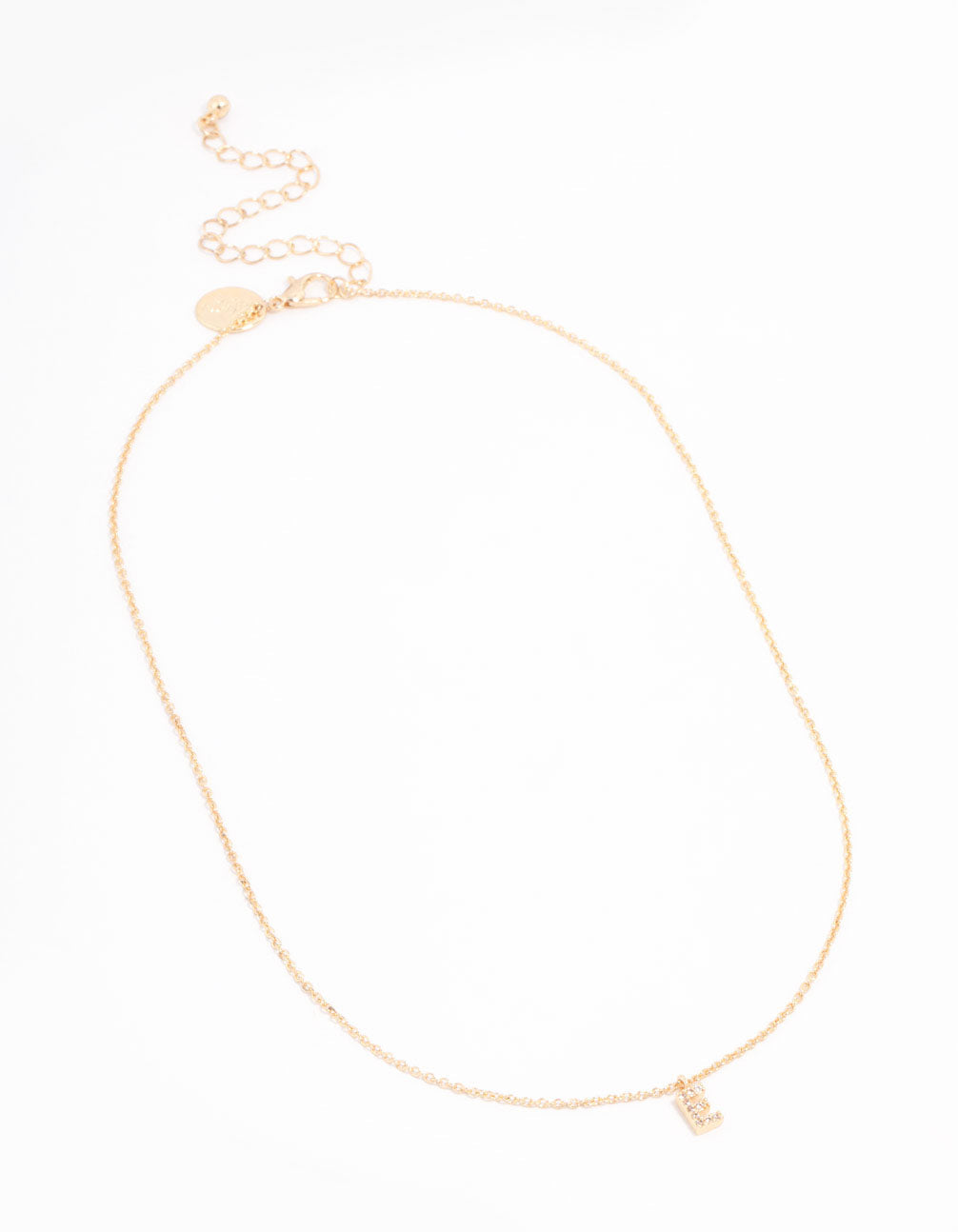Gold Plated Cubic Zirconia Letter E Necklace