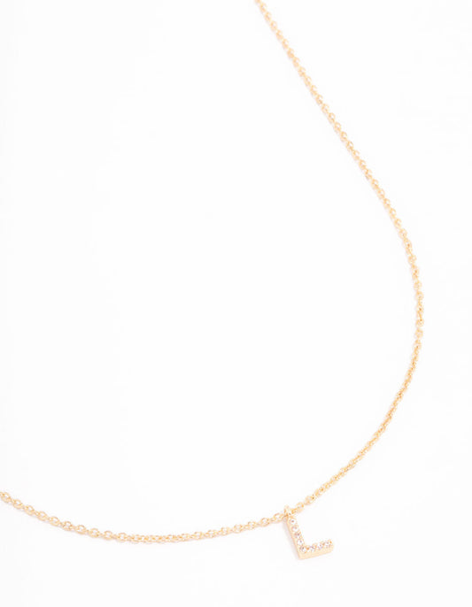 Gold Plated Cubic Zirconia Letter L  Necklace