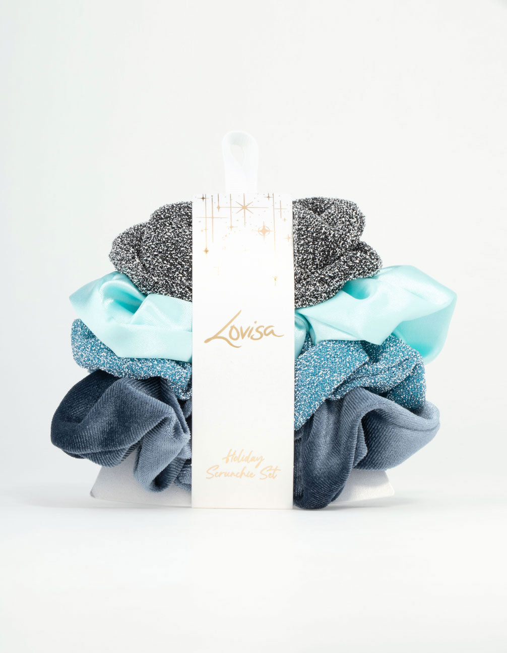 Light & Dark Blue Scrunchies 4-Pack