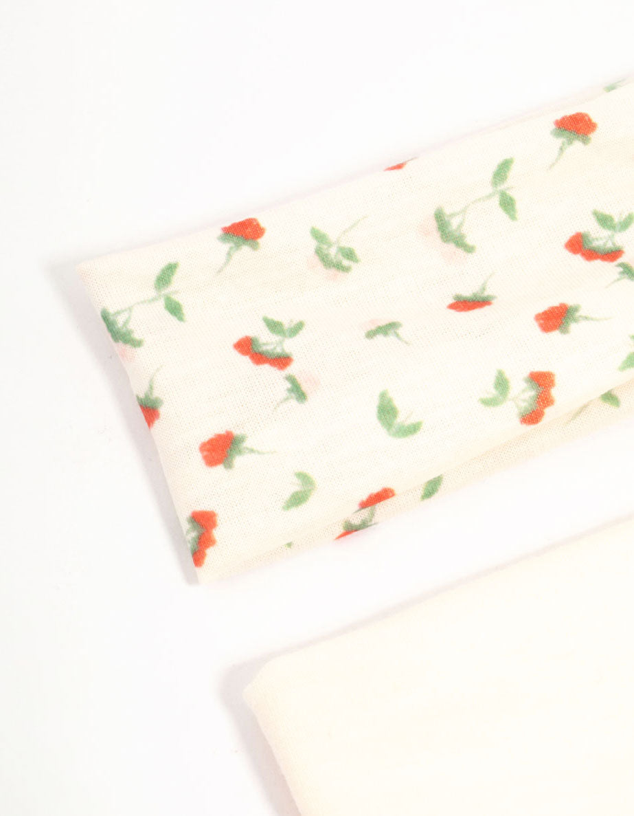 White & Floral Stretch Fabric Headbands 2-Pack