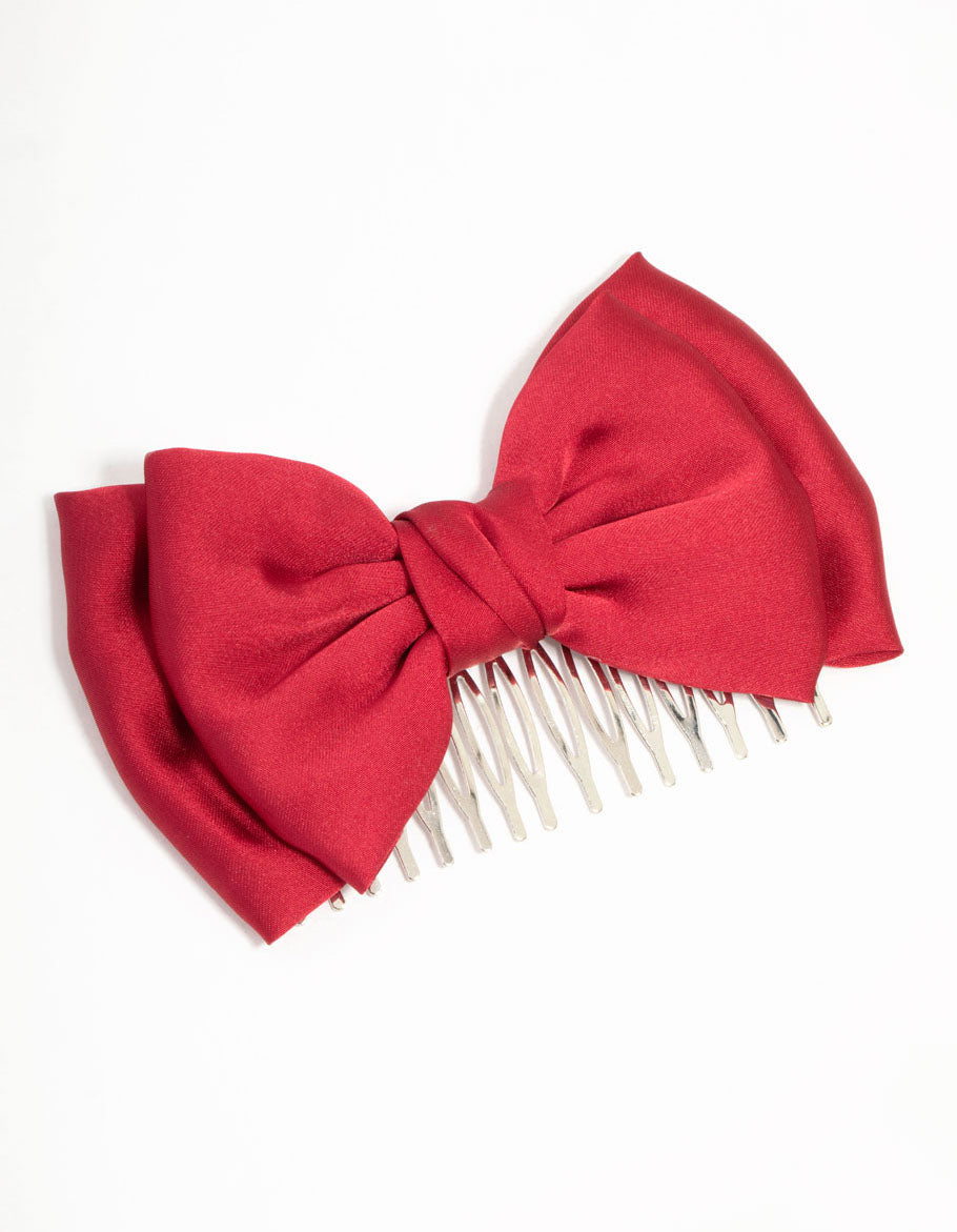 Red Fabric Bow Comb