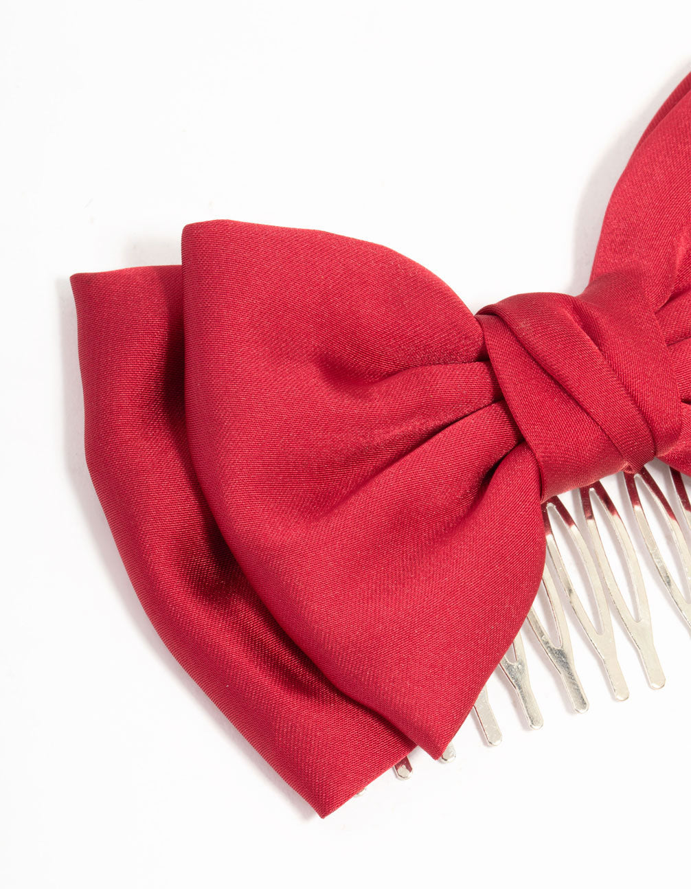 Red Fabric Bow Comb
