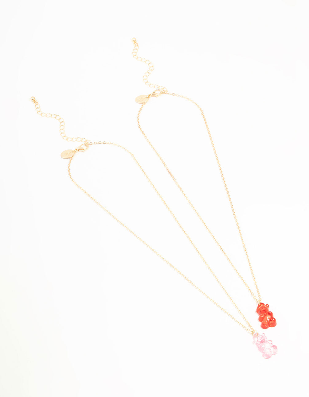 Gold Acrylic Gummy Bear Necklaces 2-Pack