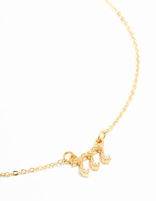 Gold Plated Cubic Zirconia 777 Angel Number Necklace