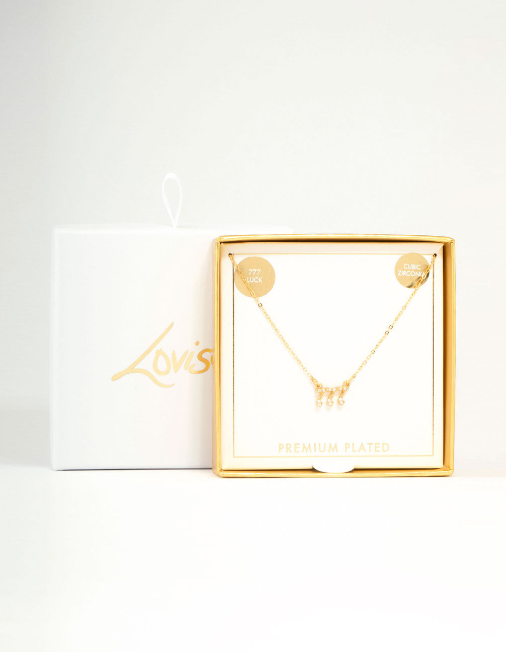 Gold Plated Cubic Zirconia 777 Angel Number Necklace