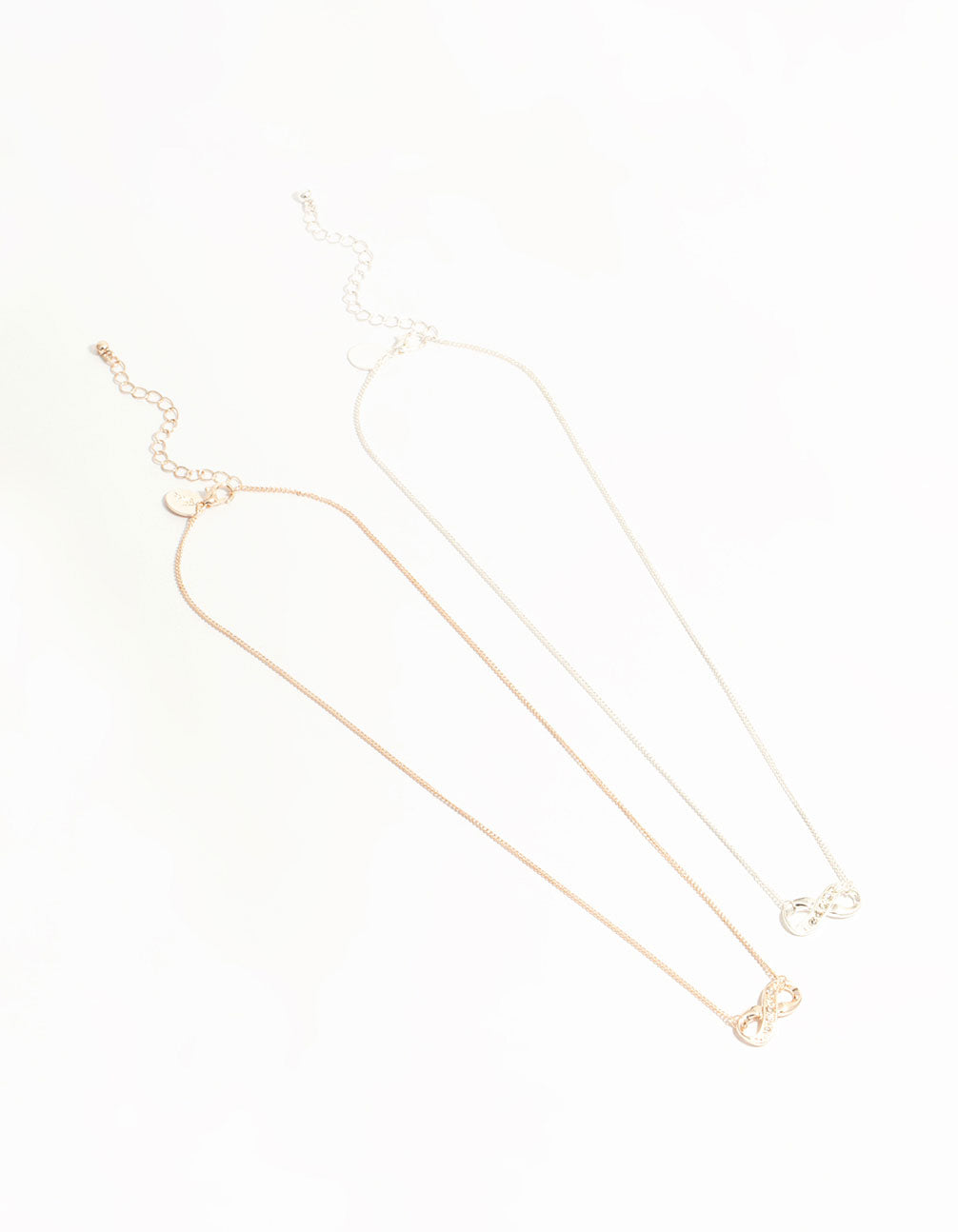 Mixed Metal Diamante Infinity Necklace 2-Pack