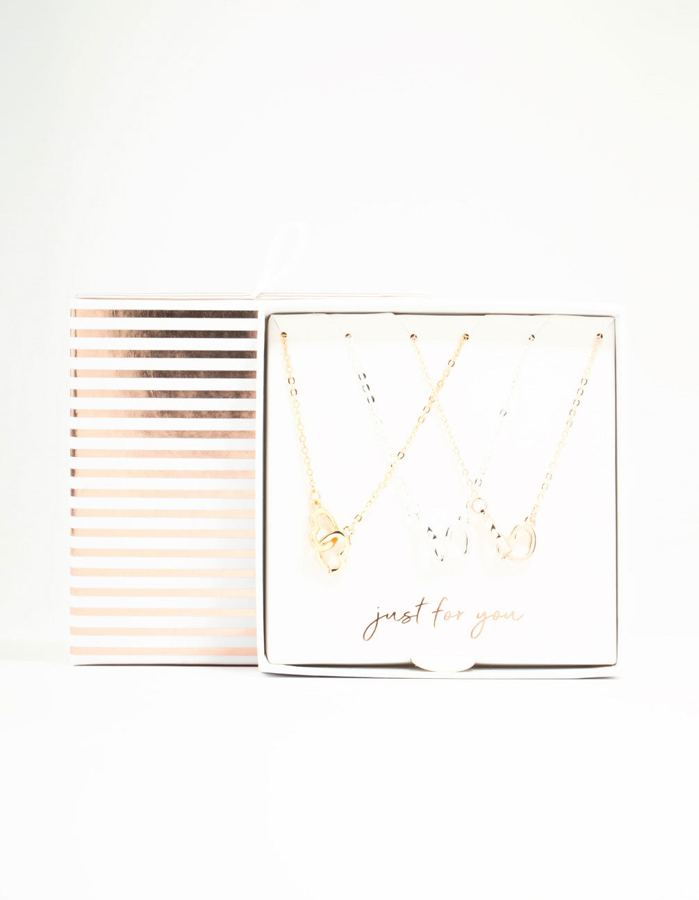 Mixed Metals Link Heart Necklaces 3-Pack