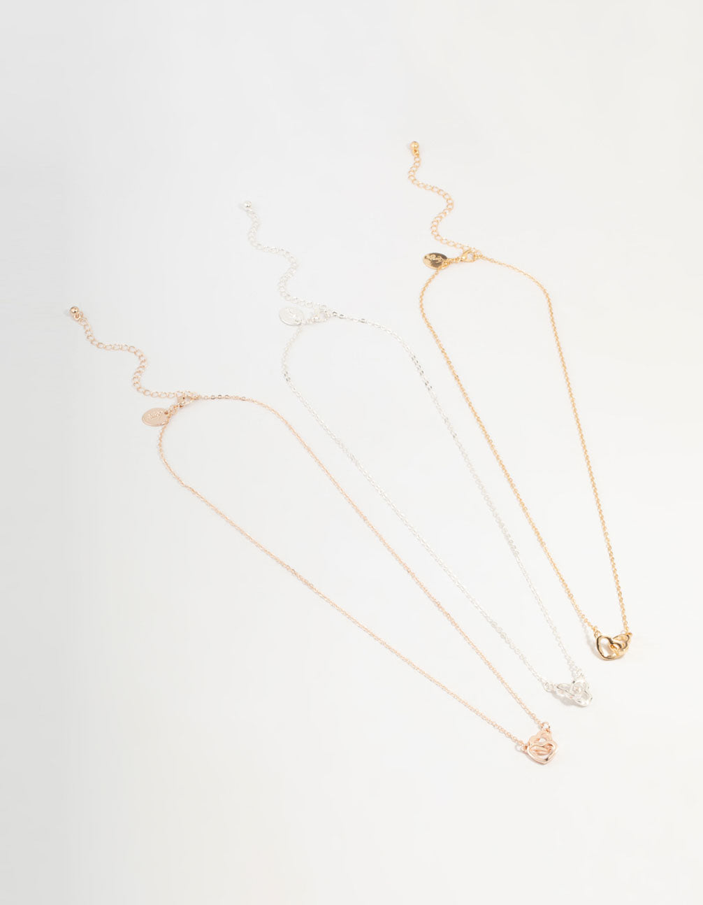 Mixed Metals Link Heart Necklaces 3-Pack