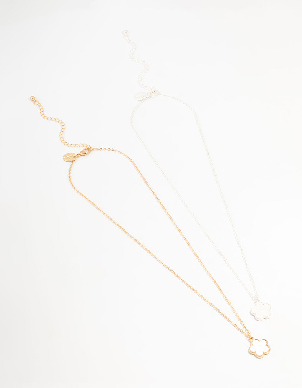 Mixed Metals Flower Necklaces 2-Pack