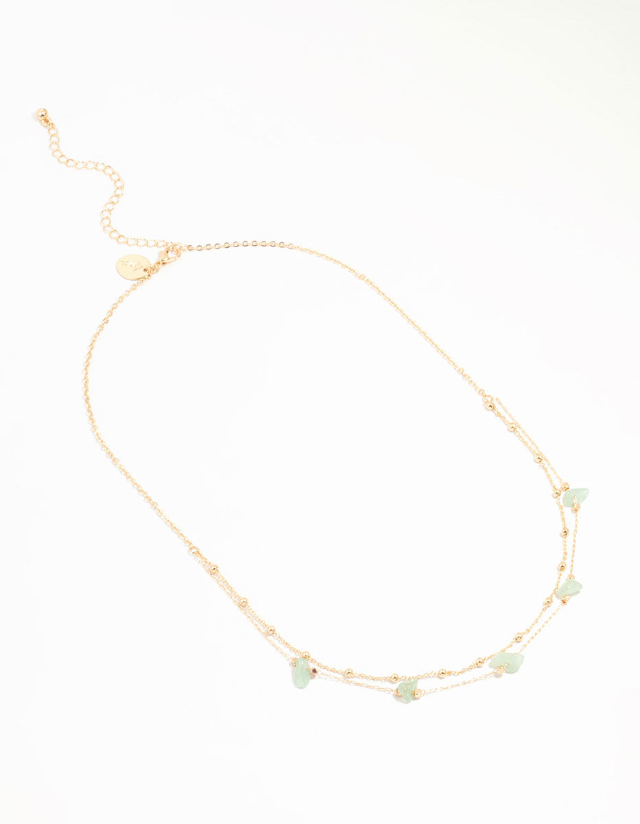 Gold Semi Precious Chip Necklace