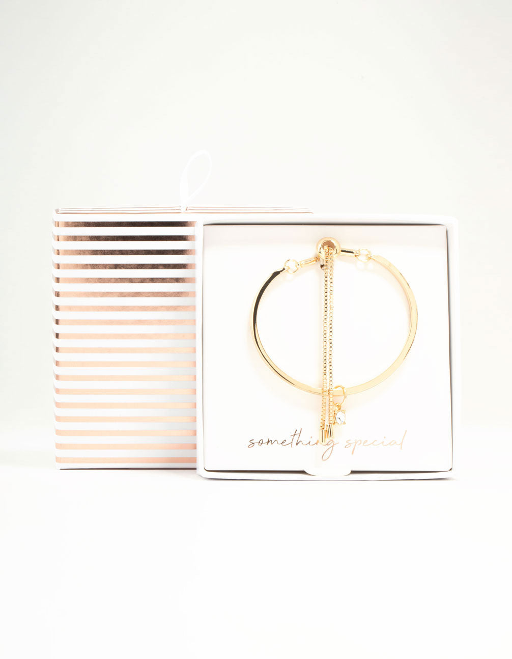 Gold Solitaire Diamante Gold Toggle Bracelet