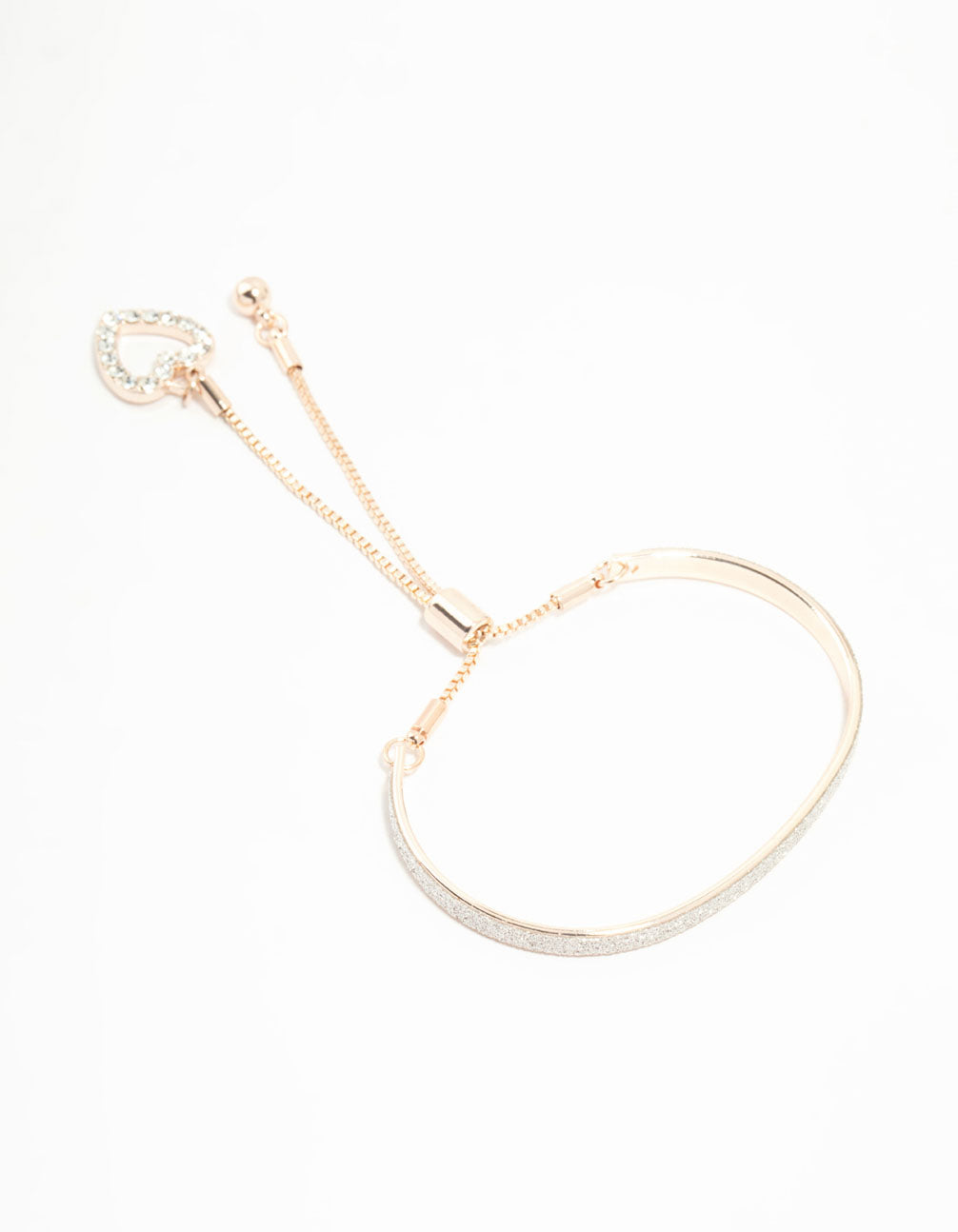 Rose Gold Glitter & Heart Toggle Bracelet