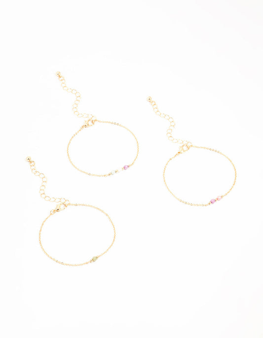 Gold Faceted Bead Bracelets 3-Pack