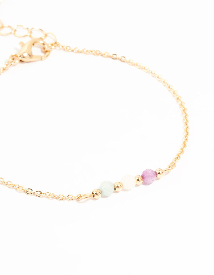Gold Faceted Bead Bracelets 3-Pack