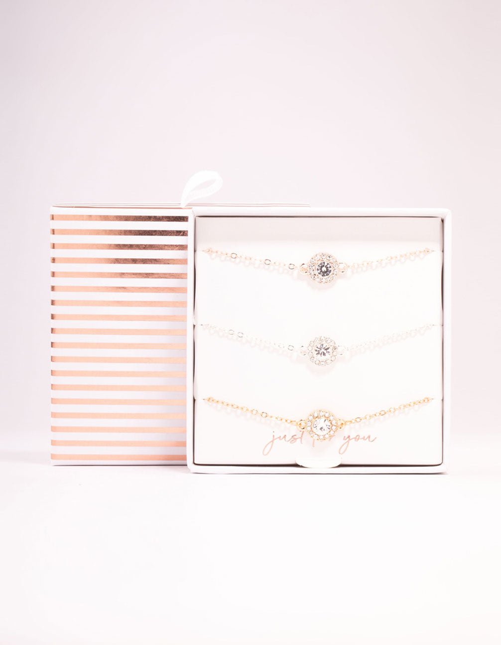Mixed Metals Halo Diamante Bracelets 3-Pack