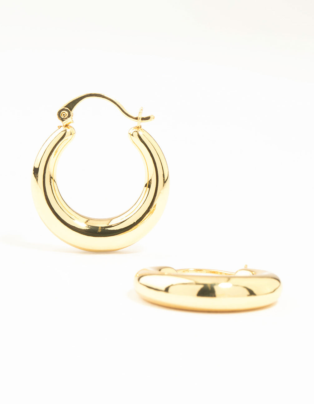 Gold Plated Large Smooth Chunky Hoop Earrings
