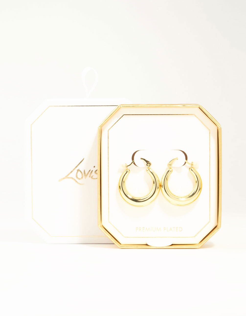 Gold Plated Large Smooth Chunky Hoop Earrings