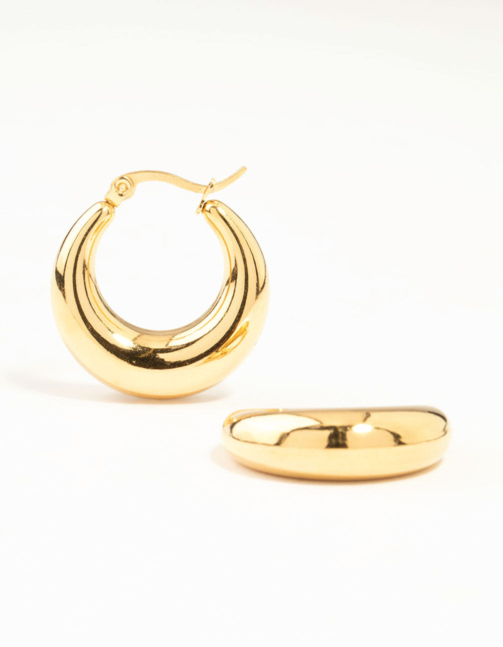 Waterproof Gold Plated Stainless Steel Large Hinged Chunky Hoop Earrings