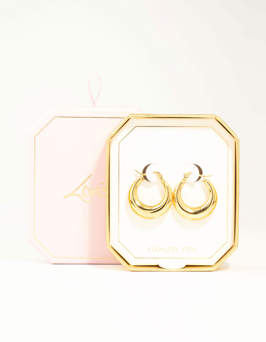 Waterproof Gold Plated Stainless Steel Large Hinged Chunky Hoop Earrings