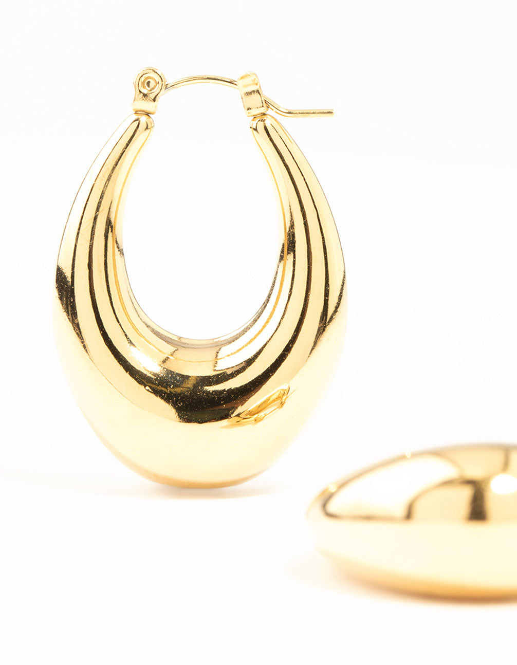 Waterproof Gold Plated Stainless Steel Long Graduating Oval Hoop Earrings