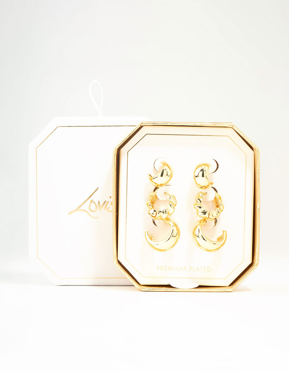 Gold Plated Plain & Twisted Chubby Hoop Earrings 3-Pack