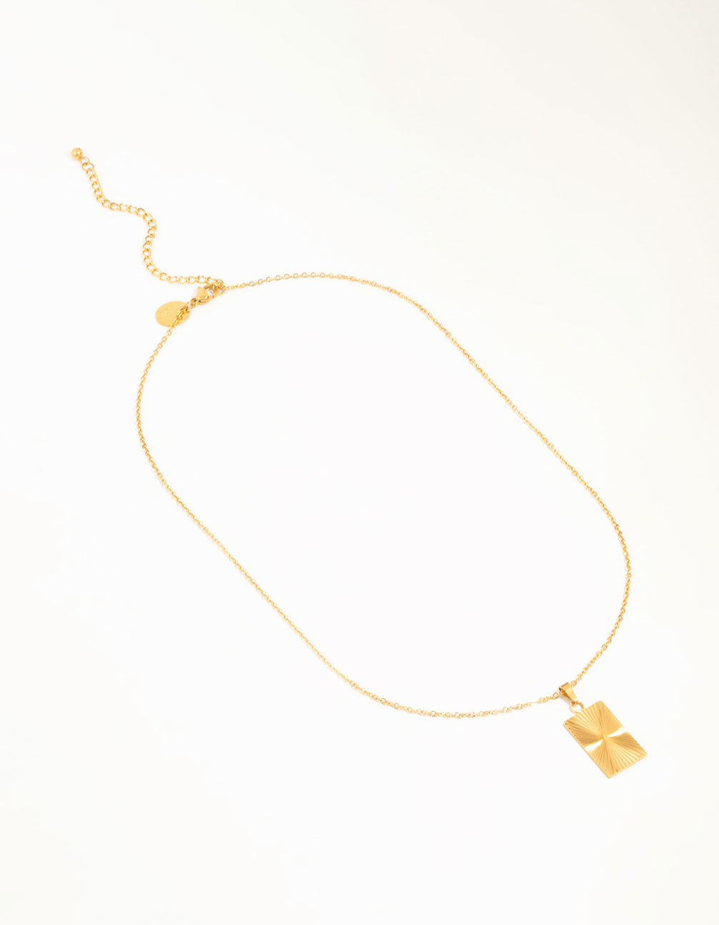 Waterproof Gold Plated Stainless Style Rectangular Ray Pendant Necklace