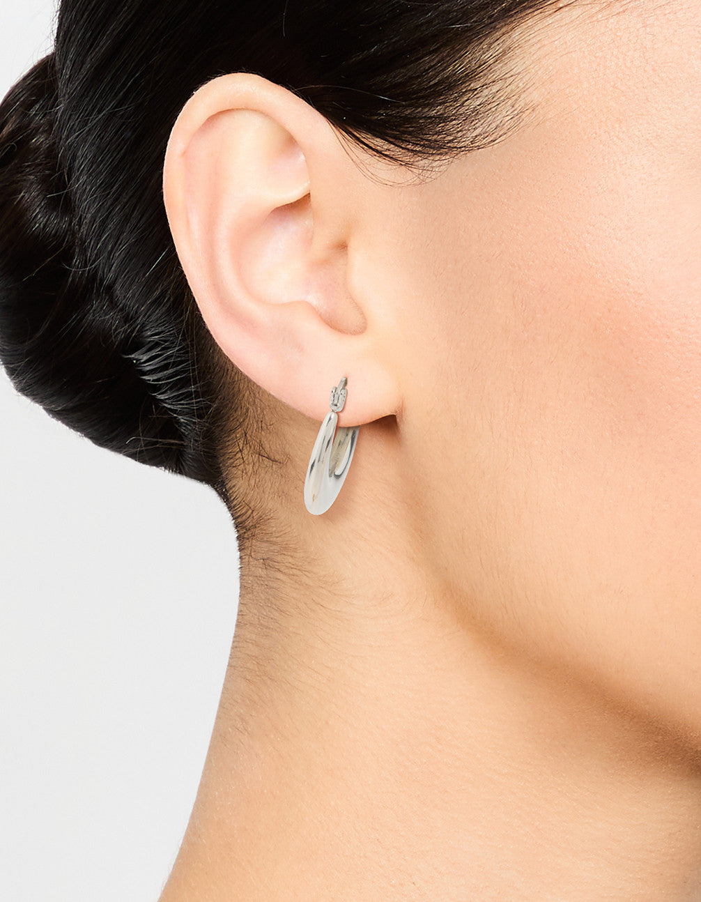 Waterproof Stainless Steel Flat Crescent Hoop Earrings