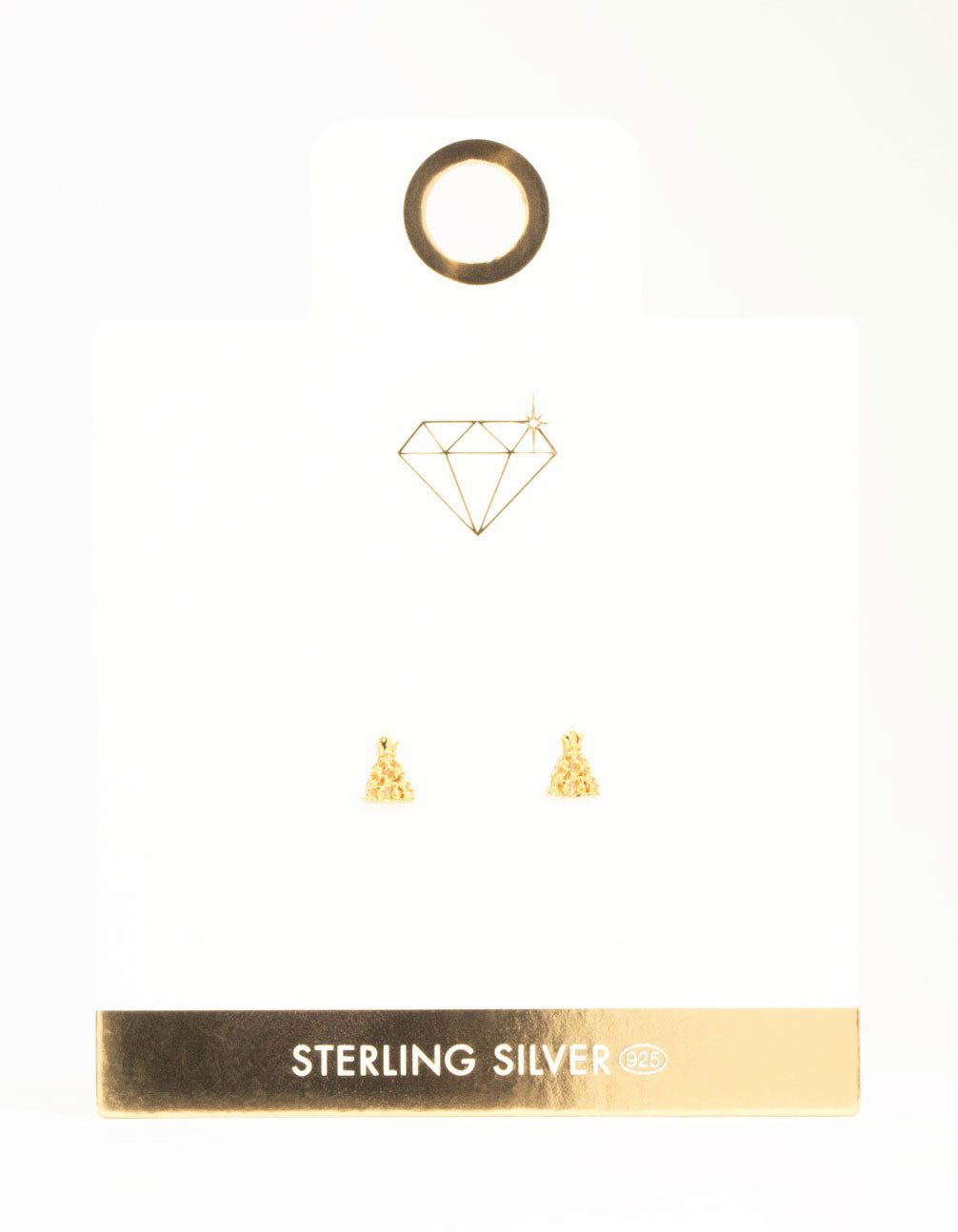 Gold Plated Sterling Silver Christmas Tree Stud Earrings