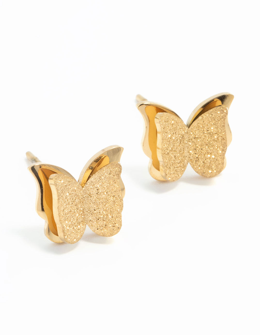 Waterproof Gold Plated Stainless Steel Butterfly Stud Earrings