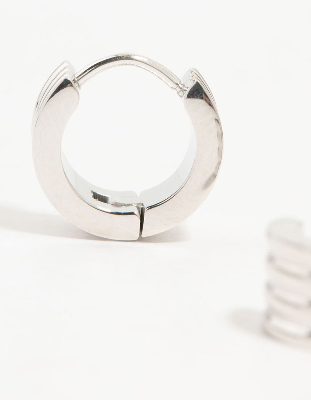 Waterproof Stainless Steel Ribbed Huggie Earrings