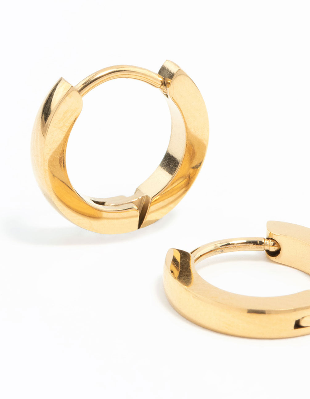 Waterproof Gold Plated Stainless Steel Thin Clicker Earrings