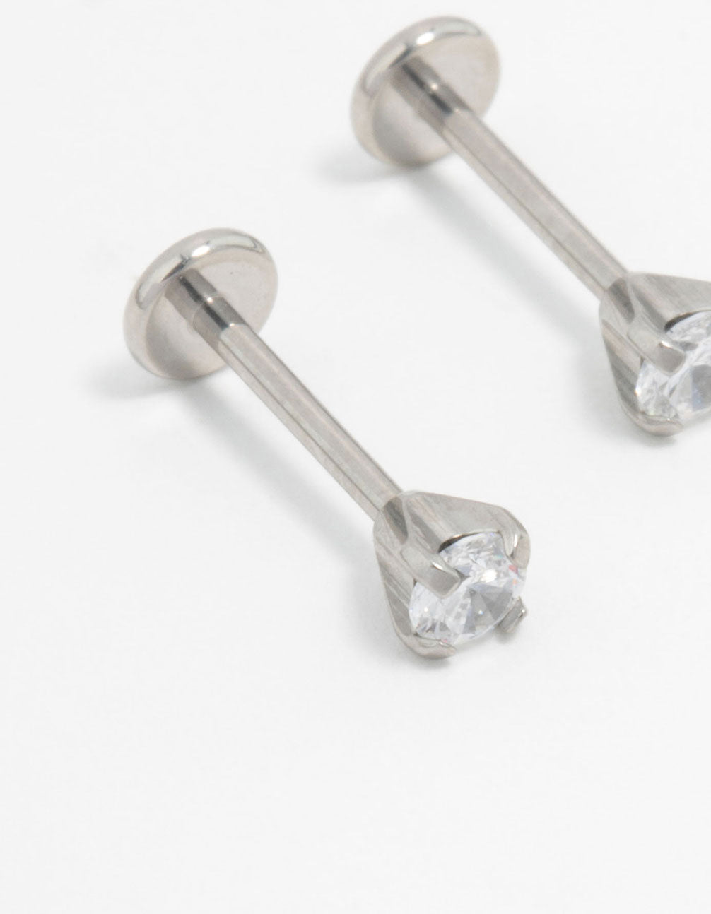 Surgical Steel Plain Cubic Zirconia Flatback Studs 2-Pack