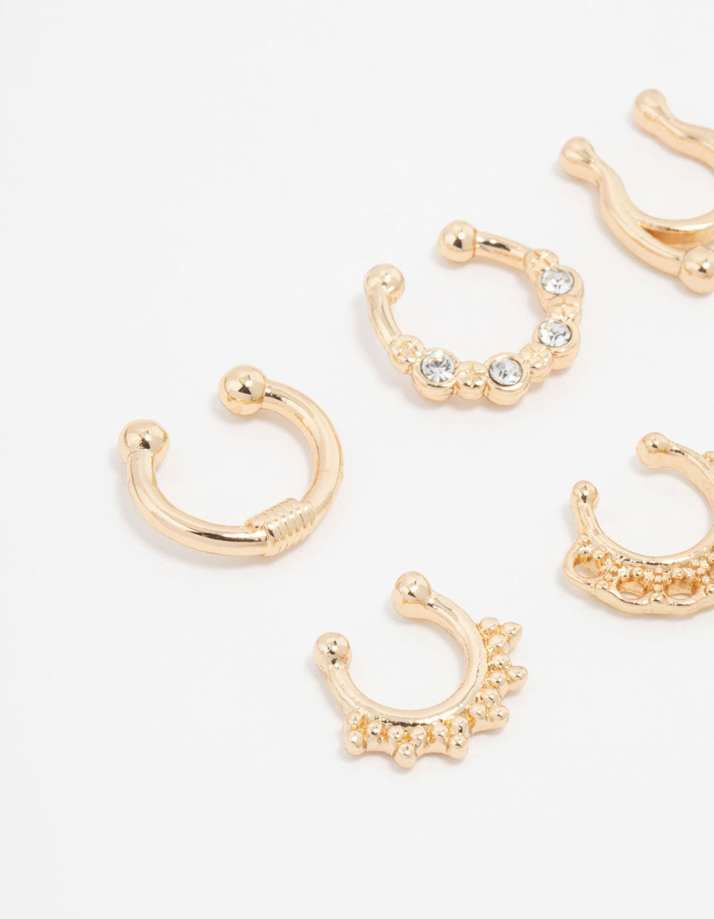 Gold Plated Faux Septum Rings 6-Pack