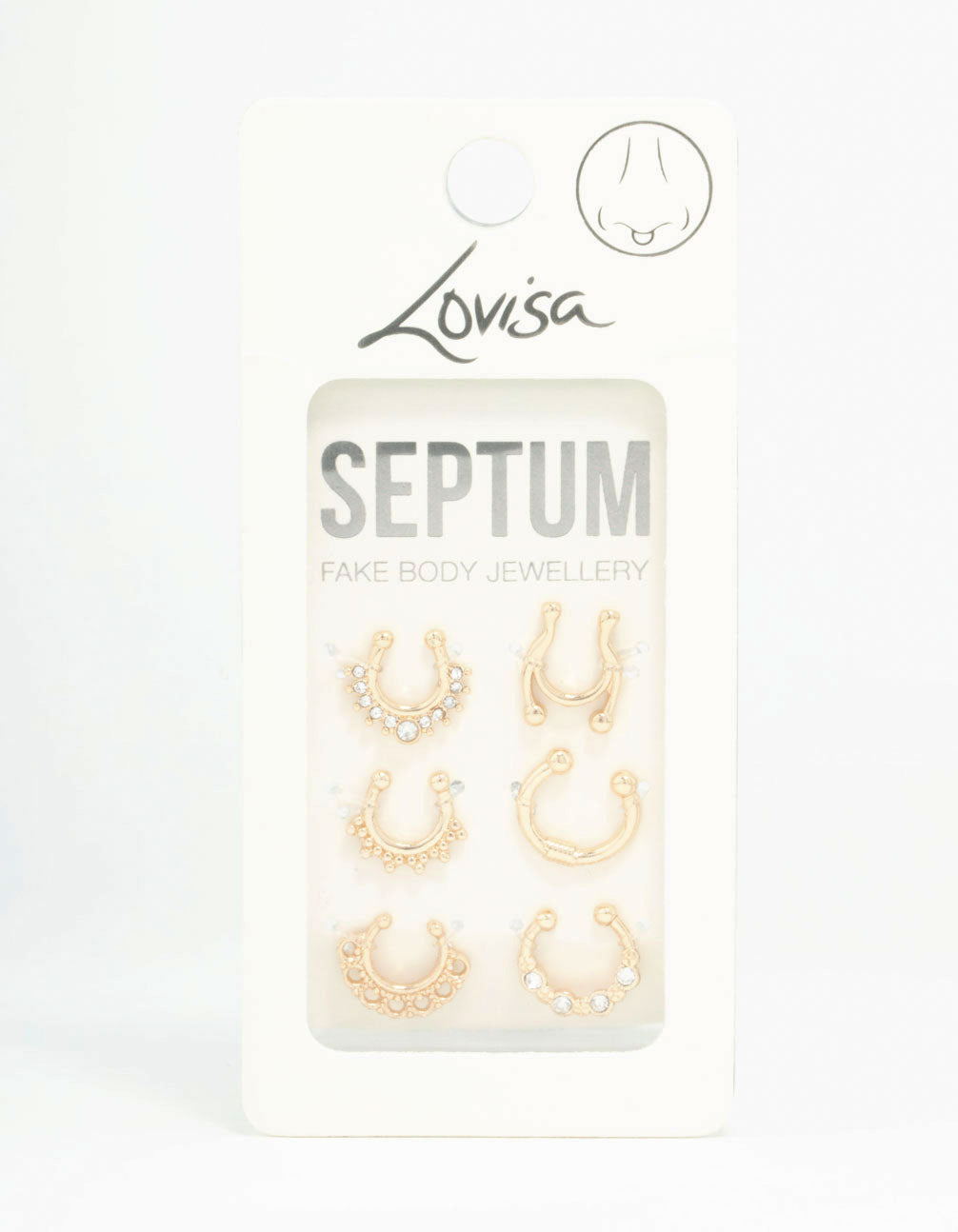 Gold Plated Faux Septum Rings 6-Pack