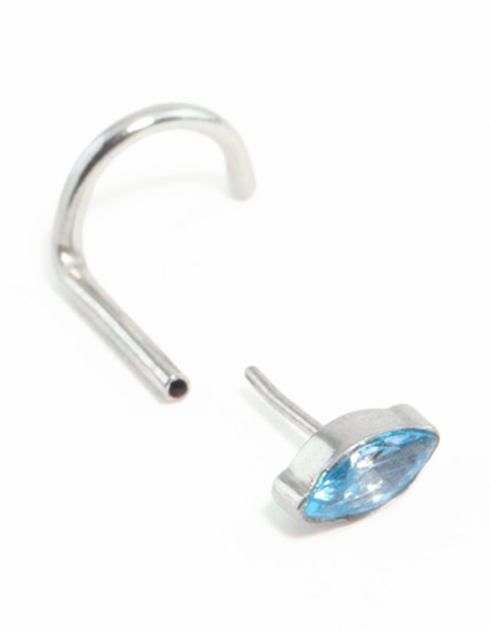Surgical Steel Blue Marquise Cubic Zirconia Threadless Nose Stud