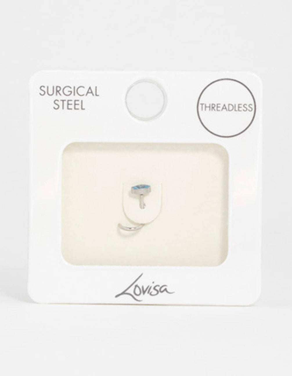 Surgical Steel Blue Marquise Cubic Zirconia Threadless Nose Stud