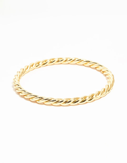 Gold Twisted Round Bangle