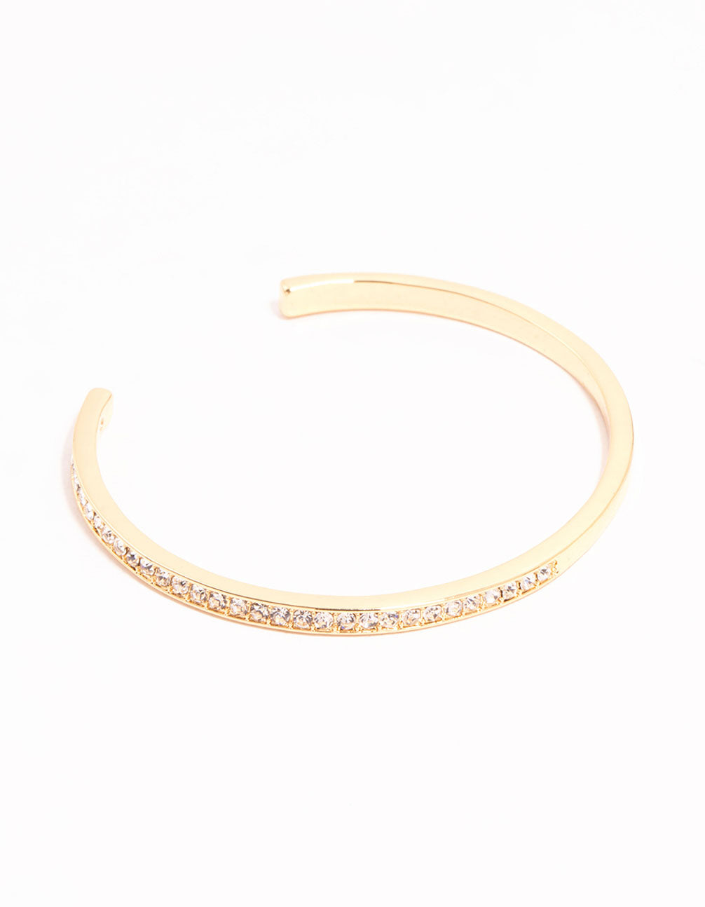 Gold Half Diamante Open Wrist Cuff
