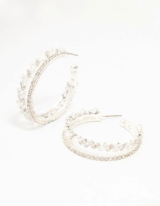 Silver Cubic Zirconia Hoop Earrings