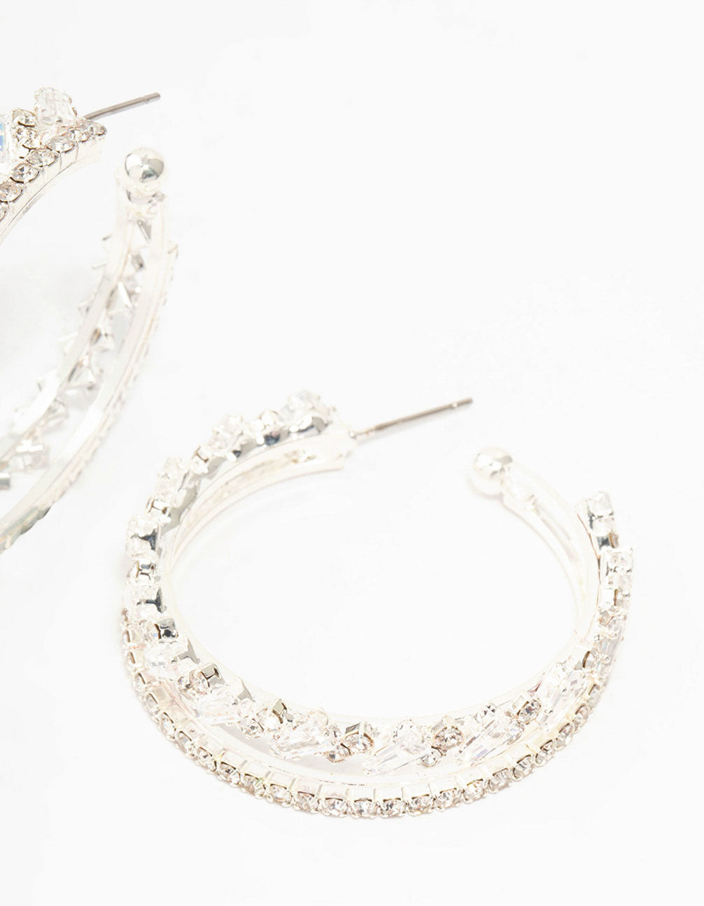 Silver Cubic Zirconia Hoop Earrings