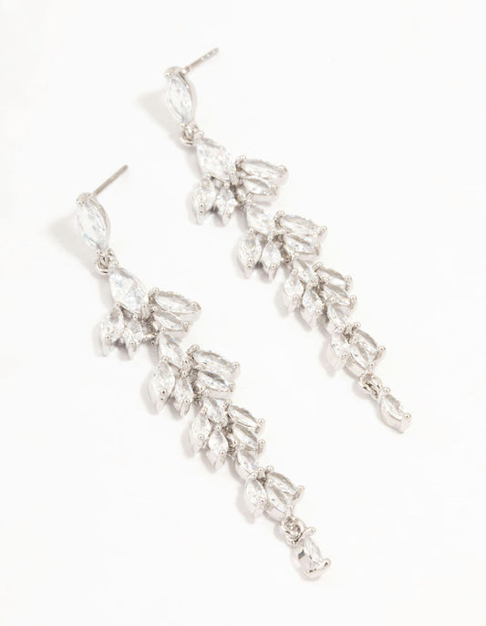 Silver Chandelier Cubic Zirconia Drop Earrings