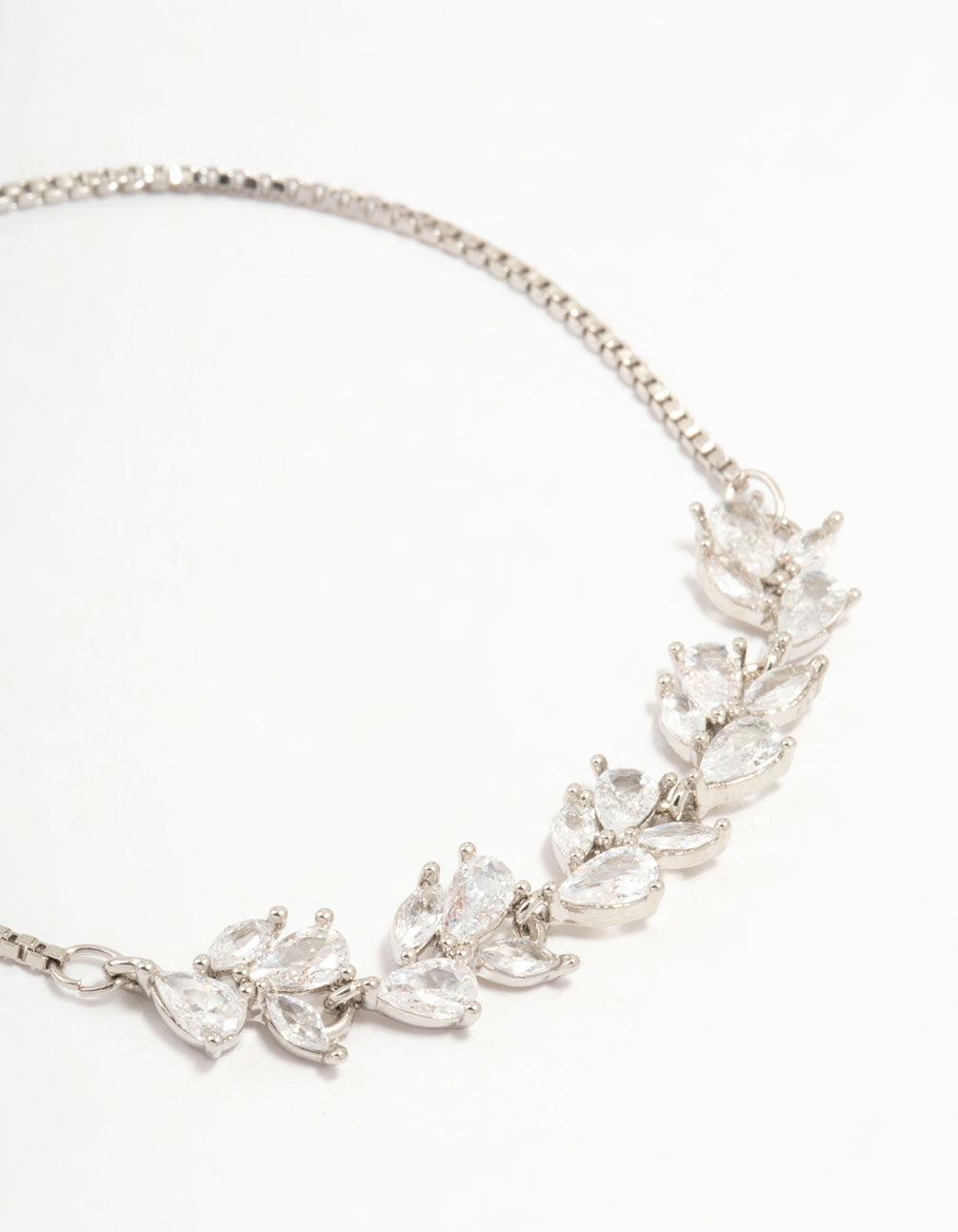 Silver Plated Cubic Zirconia Floral Toggle Bracelet