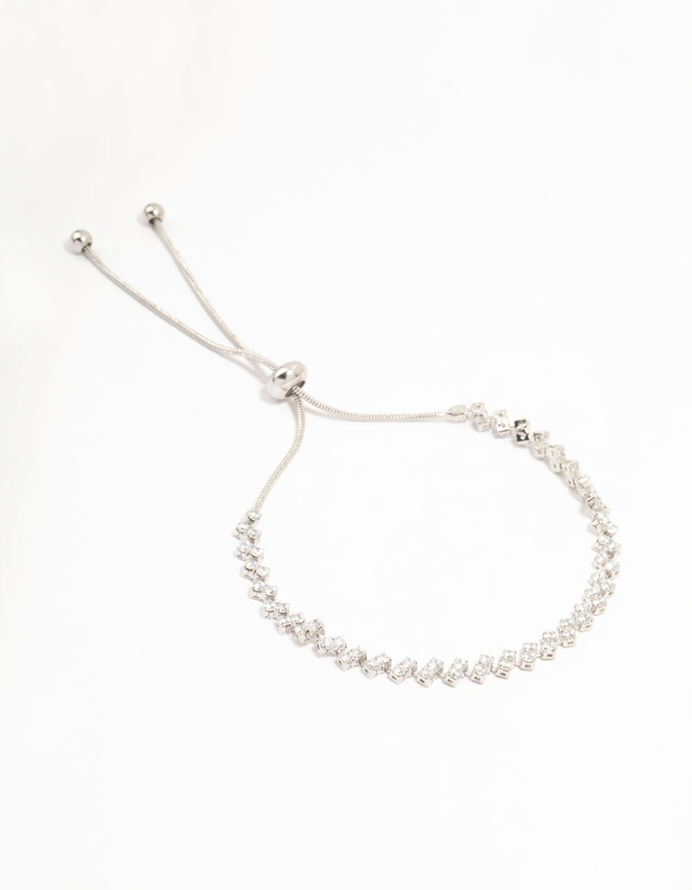 Silver Cubic Zirconia  Tennis Toggle Bracelet